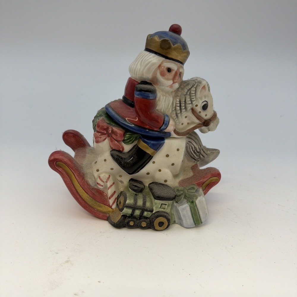 Vtg Fitz & Floyd King Hobby Rocking Horse Nutcracker Collection Sugar Bowl 1992